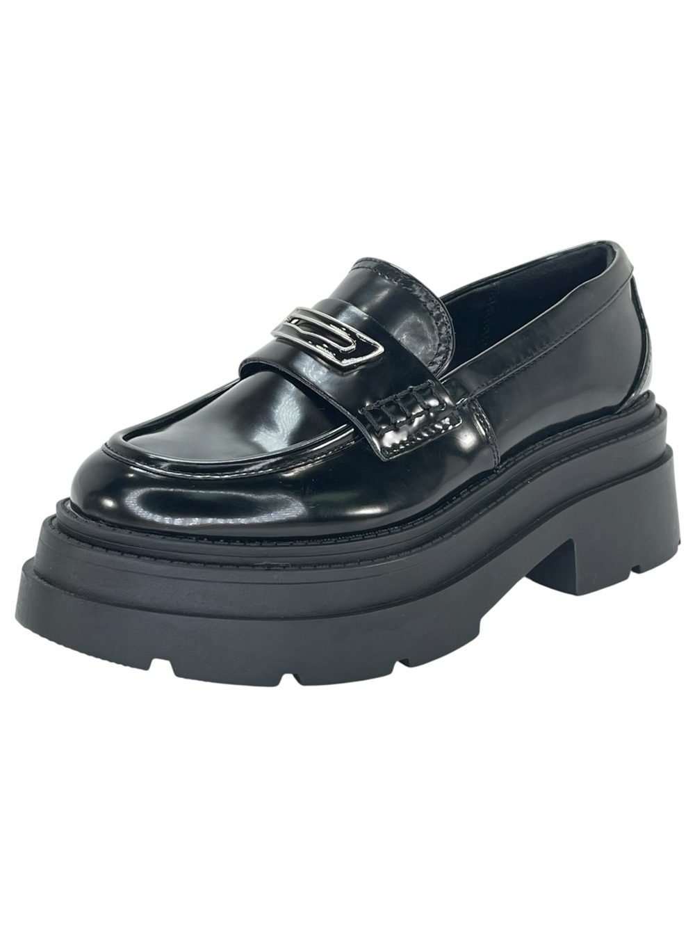 Wild Pair Nelley Black Patent Leather Womens Penny Loafers Size 6M - Picture 2 of 12